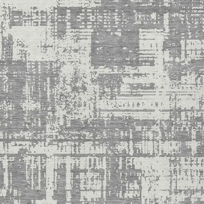 Gray And Ivory Abstract Washable Indoor Outdoor Area Rug Photo 6