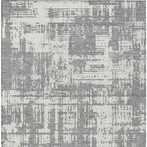 Photo of Gray And Ivory Abstract Washable Indoor Outdoor Area Rug