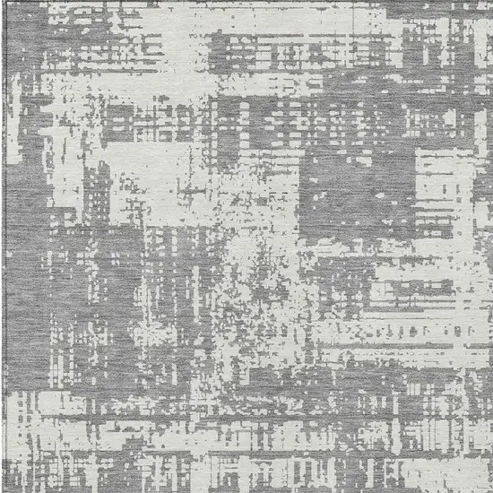 Gray And Ivory Abstract Washable Indoor Outdoor Area Rug Photo 6