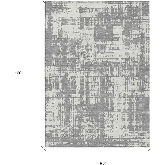 Gray And Ivory Abstract Washable Indoor Outdoor Area Rug Photo 3