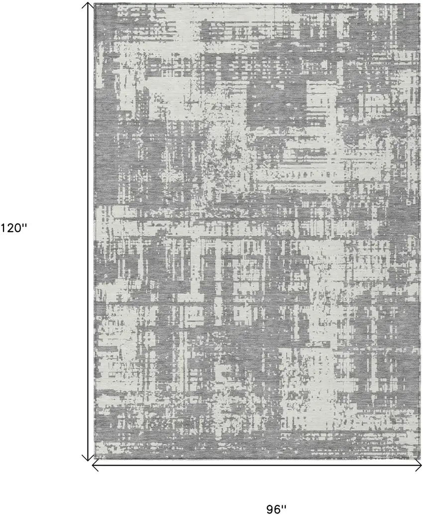 Gray And Ivory Abstract Washable Indoor Outdoor Area Rug Photo 3