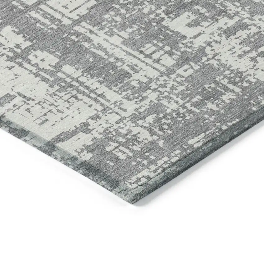 Gray And Ivory Abstract Washable Indoor Outdoor Area Rug Photo 5