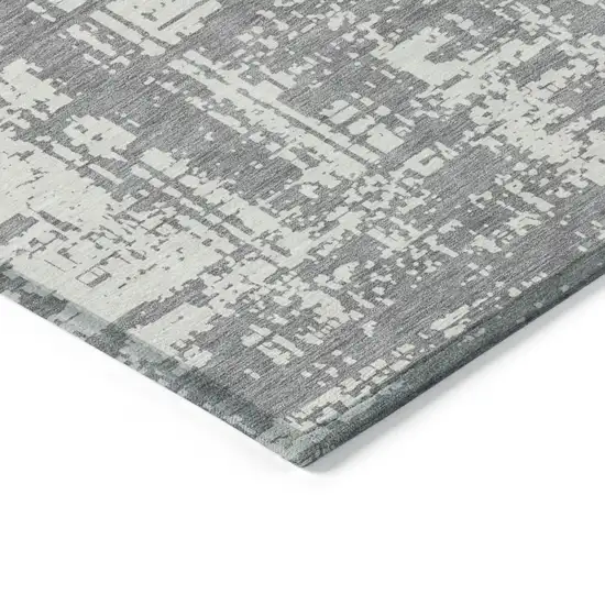 Gray And Ivory Abstract Washable Indoor Outdoor Area Rug Photo 5