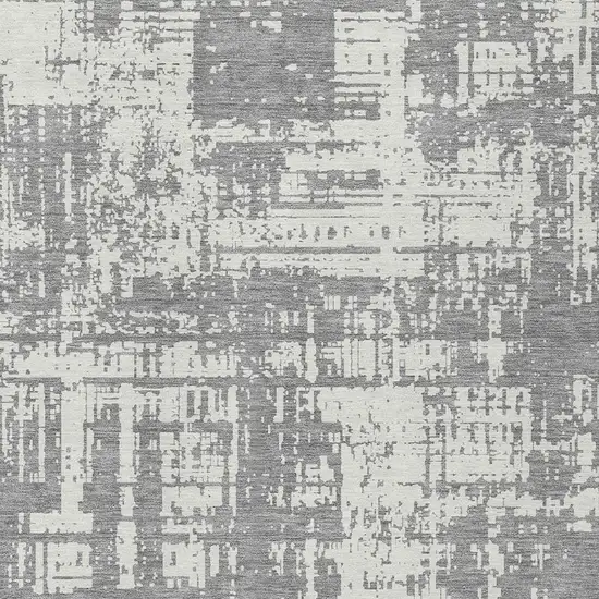 Gray And Ivory Abstract Washable Indoor Outdoor Area Rug Photo 6