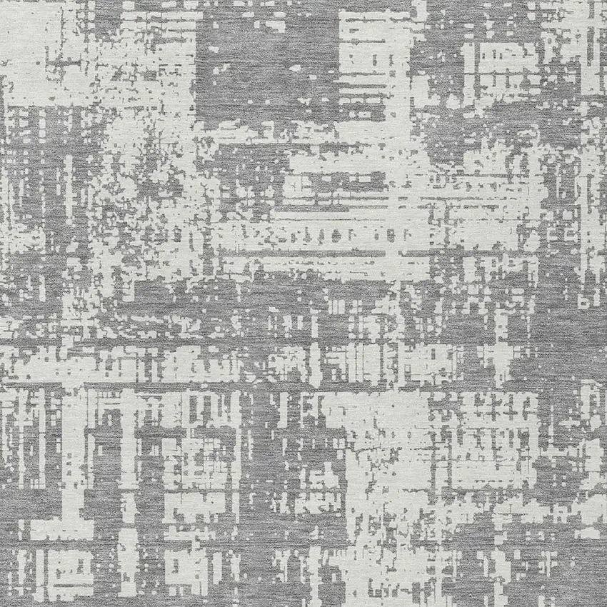 Gray And Ivory Abstract Washable Indoor Outdoor Area Rug Photo 6