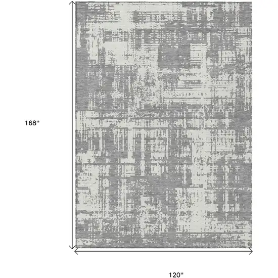 Gray And Ivory Abstract Washable Indoor Outdoor Area Rug Photo 3