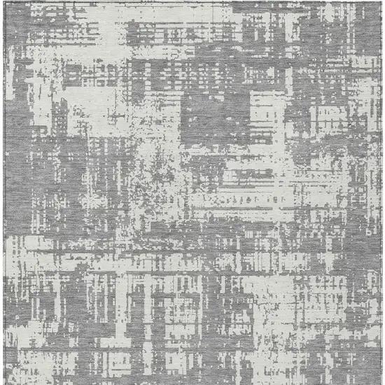 Gray And Ivory Abstract Washable Indoor Outdoor Area Rug Photo 7