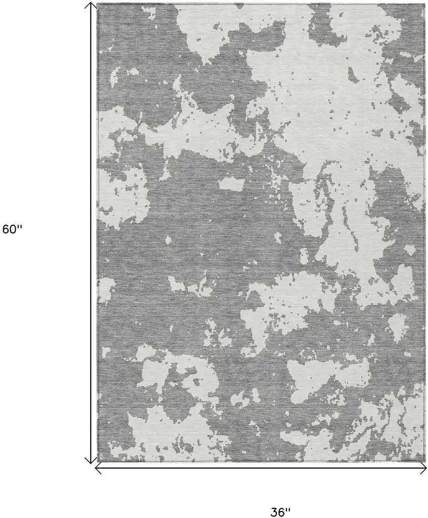 Gray And Ivory Abstract Washable Indoor Outdoor Area Rug Photo 3