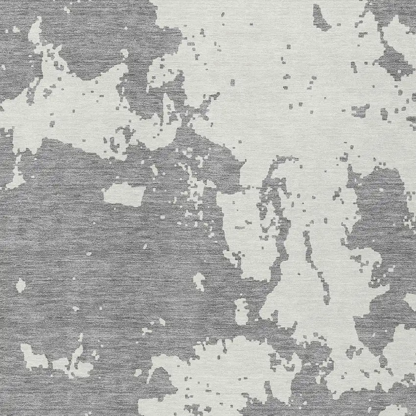 Gray And Ivory Abstract Washable Indoor Outdoor Area Rug Photo 6