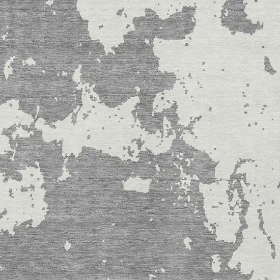 Gray And Ivory Abstract Washable Indoor Outdoor Area Rug Photo 6