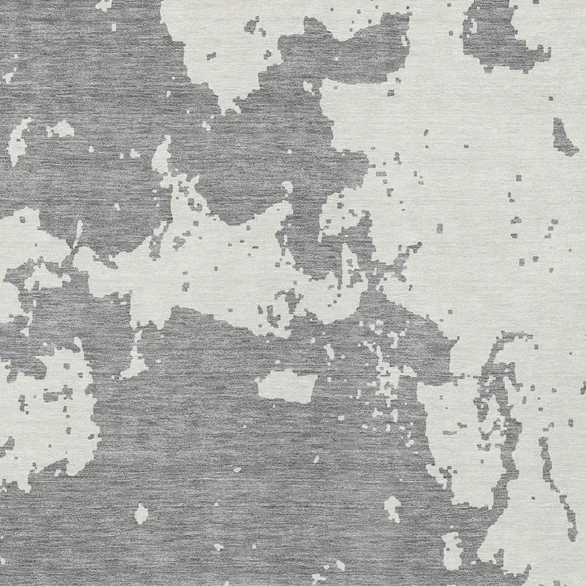 Gray And Ivory Abstract Washable Indoor Outdoor Area Rug Photo 6