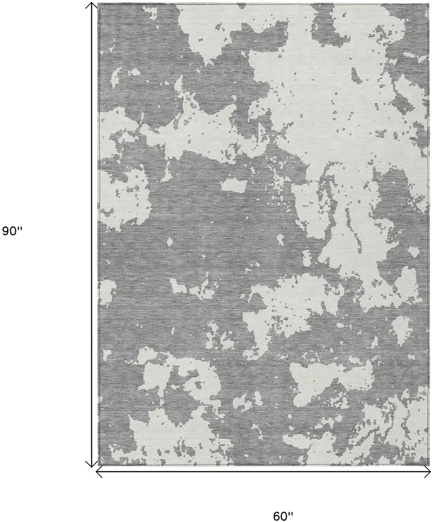 Gray And Ivory Abstract Washable Indoor Outdoor Area Rug Photo 3