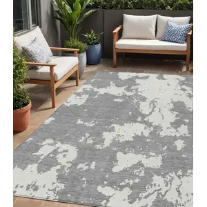 Photo of Gray And Ivory Abstract Washable Indoor Outdoor Area Rug