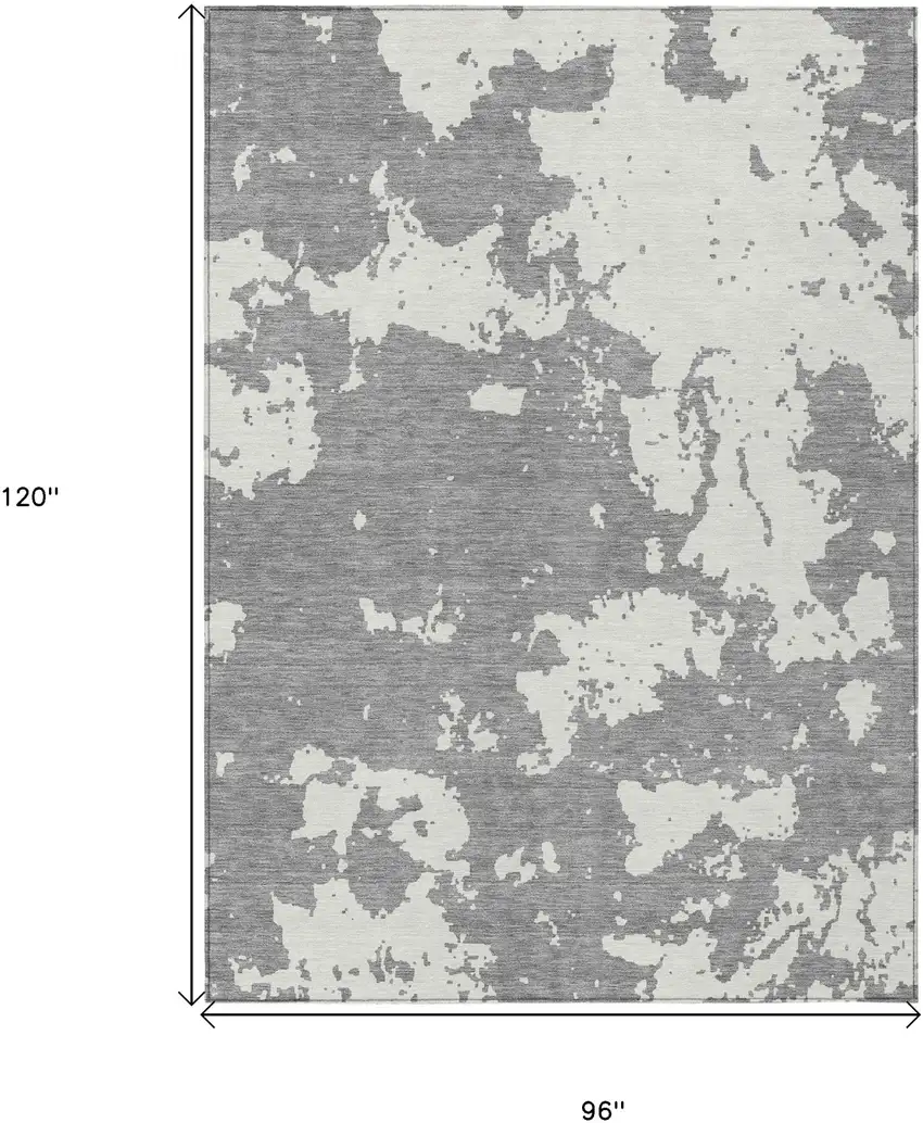 Gray And Ivory Abstract Washable Indoor Outdoor Area Rug Photo 3