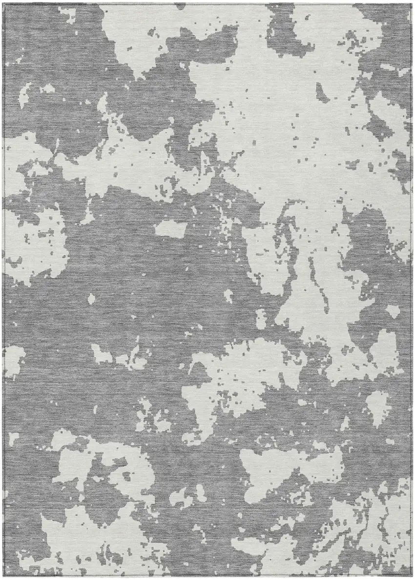 Gray And Ivory Abstract Washable Indoor Outdoor Area Rug Photo 2