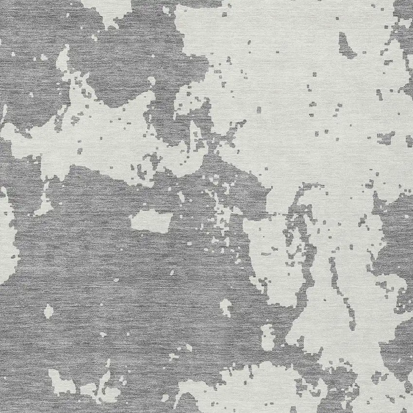 Gray And Ivory Abstract Washable Indoor Outdoor Area Rug Photo 6