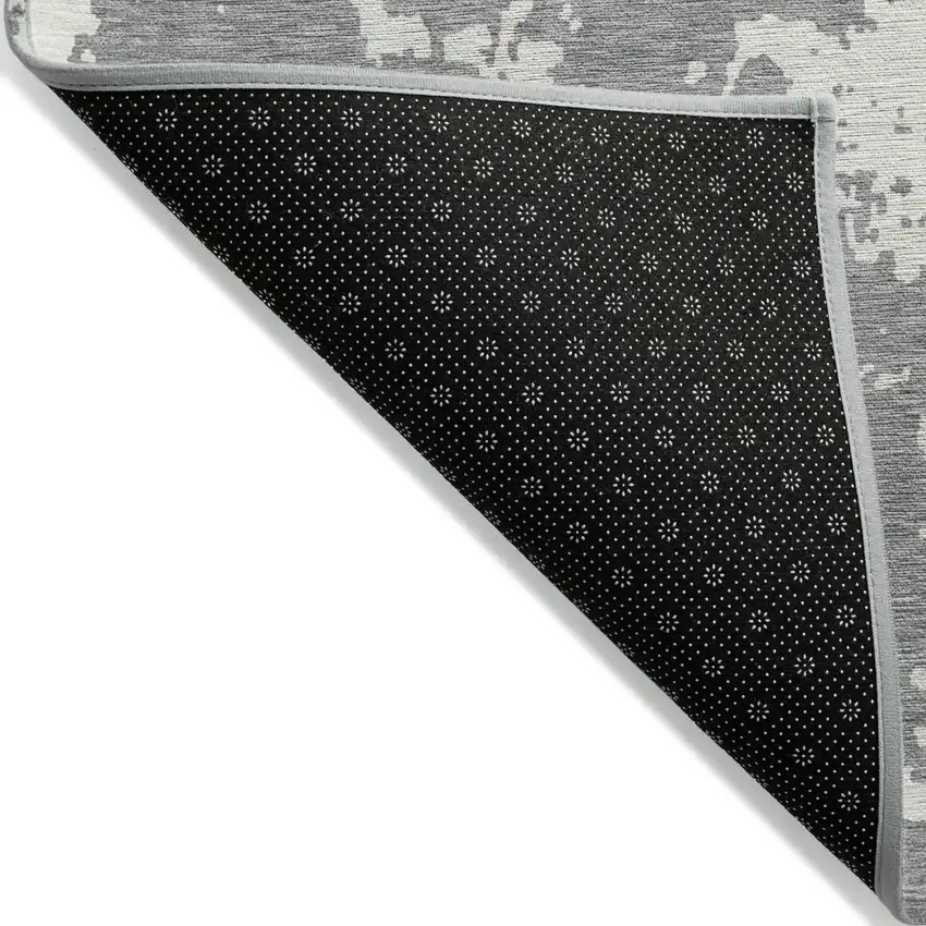 Gray And Ivory Abstract Washable Indoor Outdoor Area Rug Photo 4