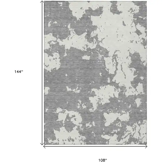 Gray And Ivory Abstract Washable Indoor Outdoor Area Rug Photo 3