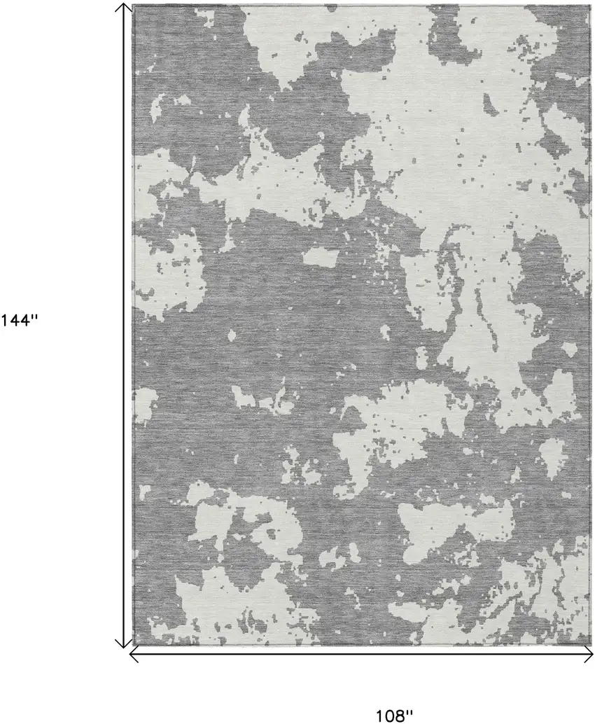 Gray And Ivory Abstract Washable Indoor Outdoor Area Rug Photo 3