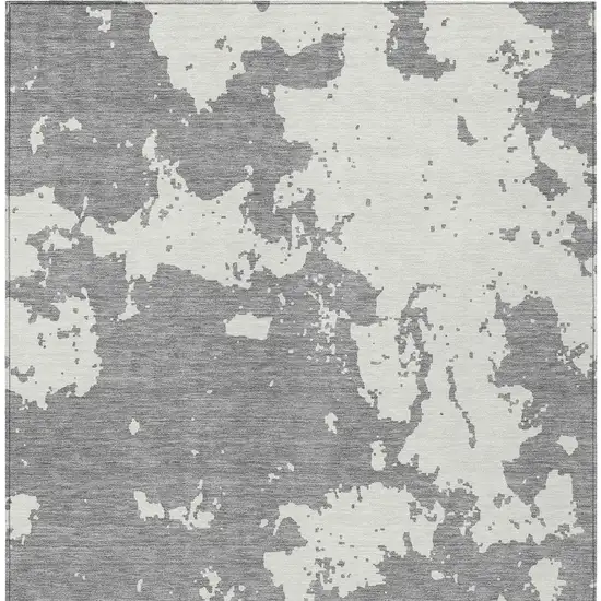 Gray And Ivory Abstract Washable Indoor Outdoor Area Rug Photo 6
