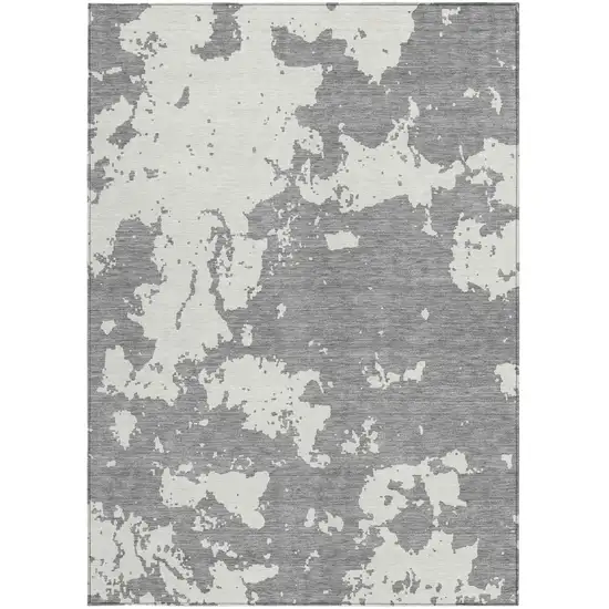 Gray And Ivory Abstract Washable Indoor Outdoor Area Rug Photo 7