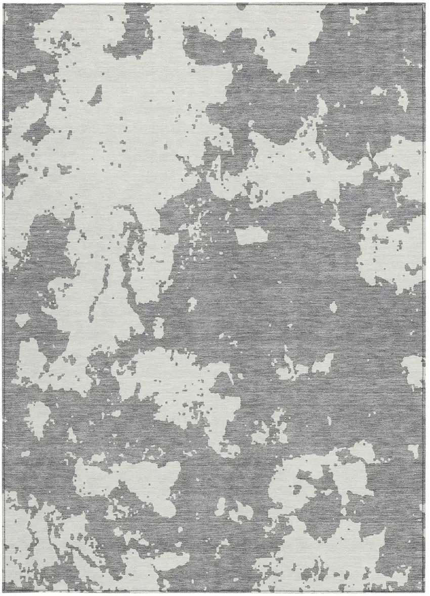 Gray And Ivory Abstract Washable Indoor Outdoor Area Rug Photo 7