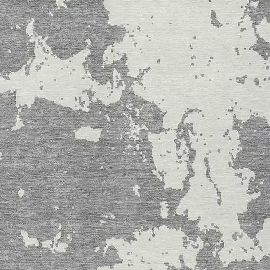 Gray And Ivory Abstract Washable Indoor Outdoor Area Rug Photo 6
