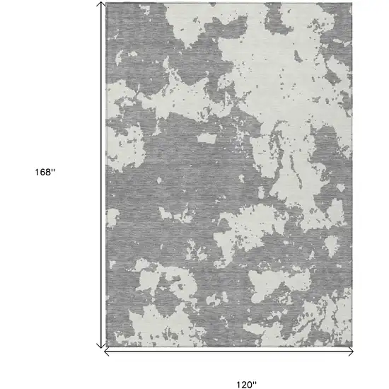 Gray And Ivory Abstract Washable Indoor Outdoor Area Rug Photo 3