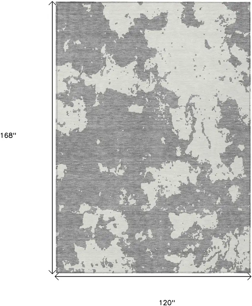 Gray And Ivory Abstract Washable Indoor Outdoor Area Rug Photo 3