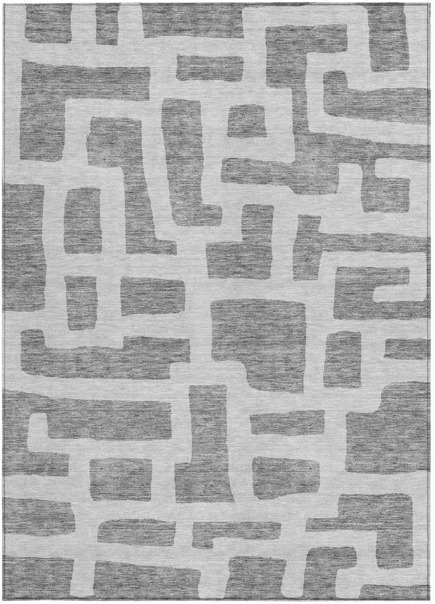 Gray And Ivory Abstract Washable Indoor Outdoor Area Rug Photo 6