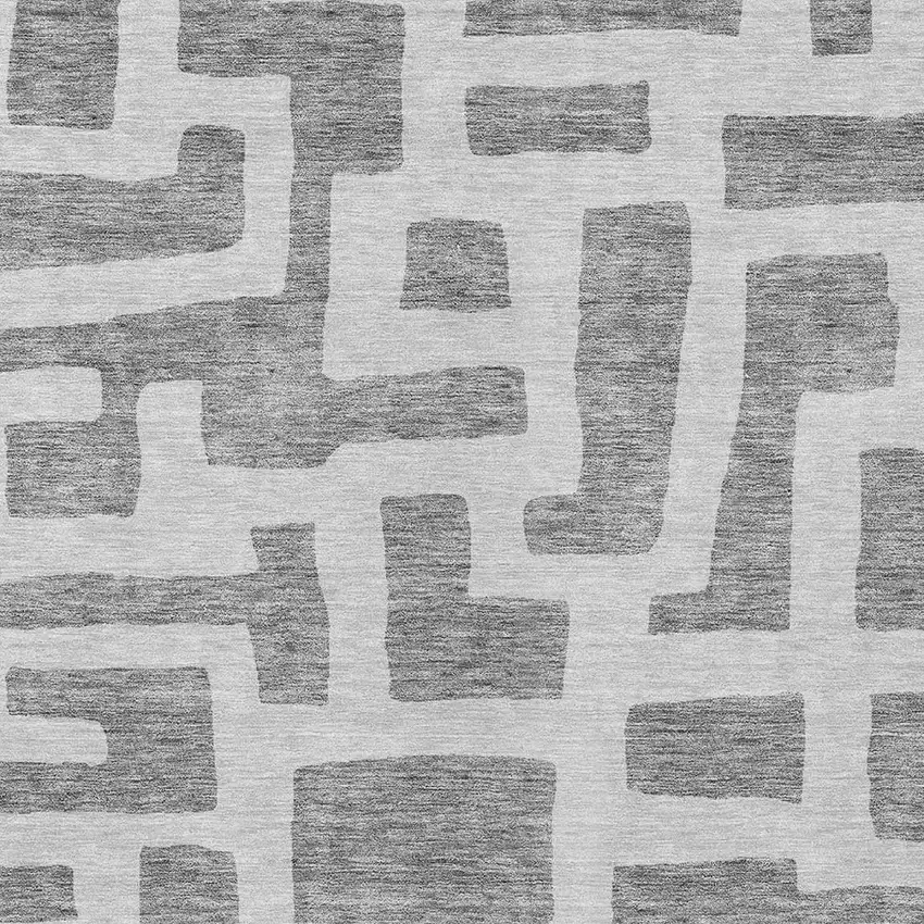 Gray And Ivory Abstract Washable Indoor Outdoor Area Rug Photo 6