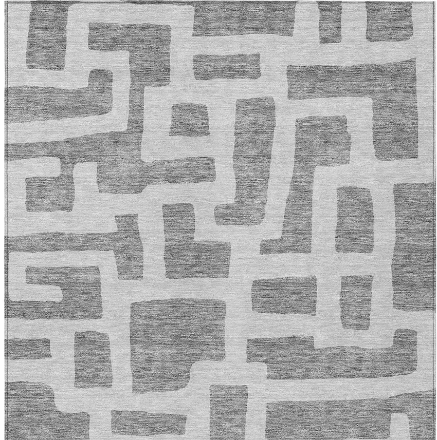 Gray And Ivory Abstract Washable Indoor Outdoor Area Rug Photo 7