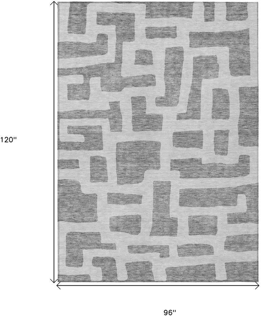 Gray And Ivory Abstract Washable Indoor Outdoor Area Rug Photo 3