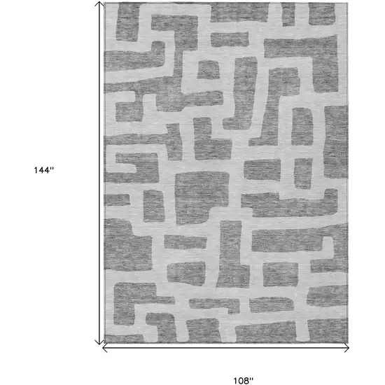 Gray And Ivory Abstract Washable Indoor Outdoor Area Rug Photo 3