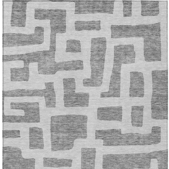 Gray And Ivory Abstract Washable Indoor Outdoor Area Rug Photo 7