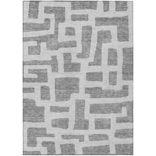 Gray And Ivory Abstract Washable Indoor Outdoor Area Rug Photo 2