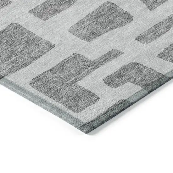 Gray And Ivory Abstract Washable Indoor Outdoor Area Rug Photo 5