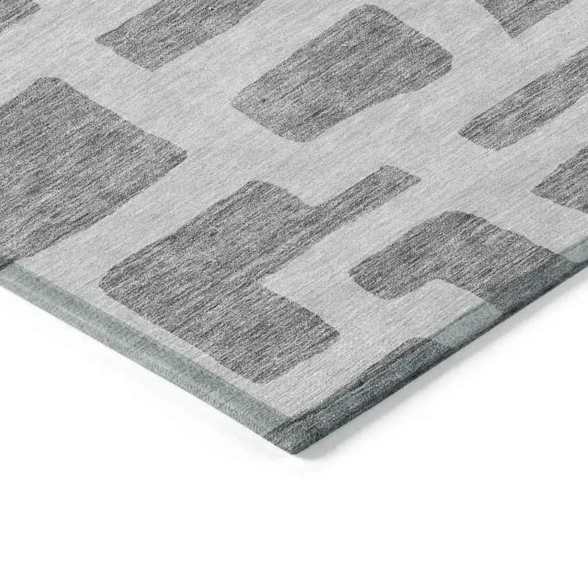 Gray And Ivory Abstract Washable Indoor Outdoor Area Rug Photo 5