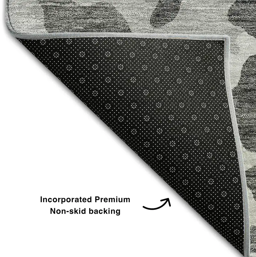 Gray And Ivory Animal Print Washable Area Rug With UV Protection Photo 7