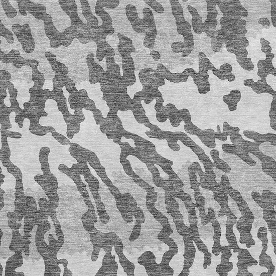 Gray And Ivory Animal Print Washable Area Rug With UV Protection Photo 3