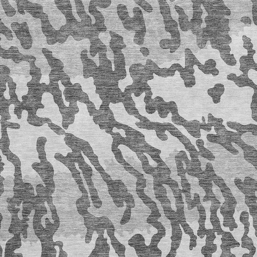 Gray And Ivory Animal Print Washable Area Rug With UV Protection Photo 3