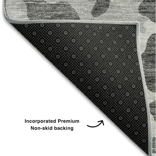 Gray And Ivory Animal Print Washable Area Rug With UV Protection Photo 7