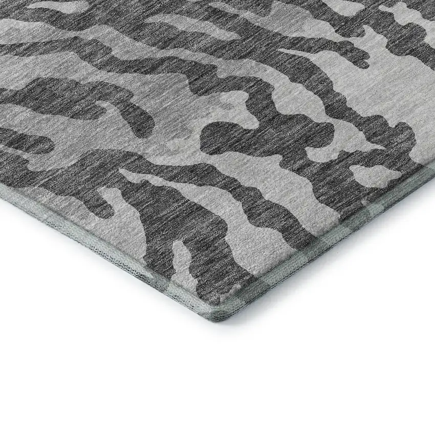 Gray And Ivory Animal Print Washable Area Rug With UV Protection Photo 8