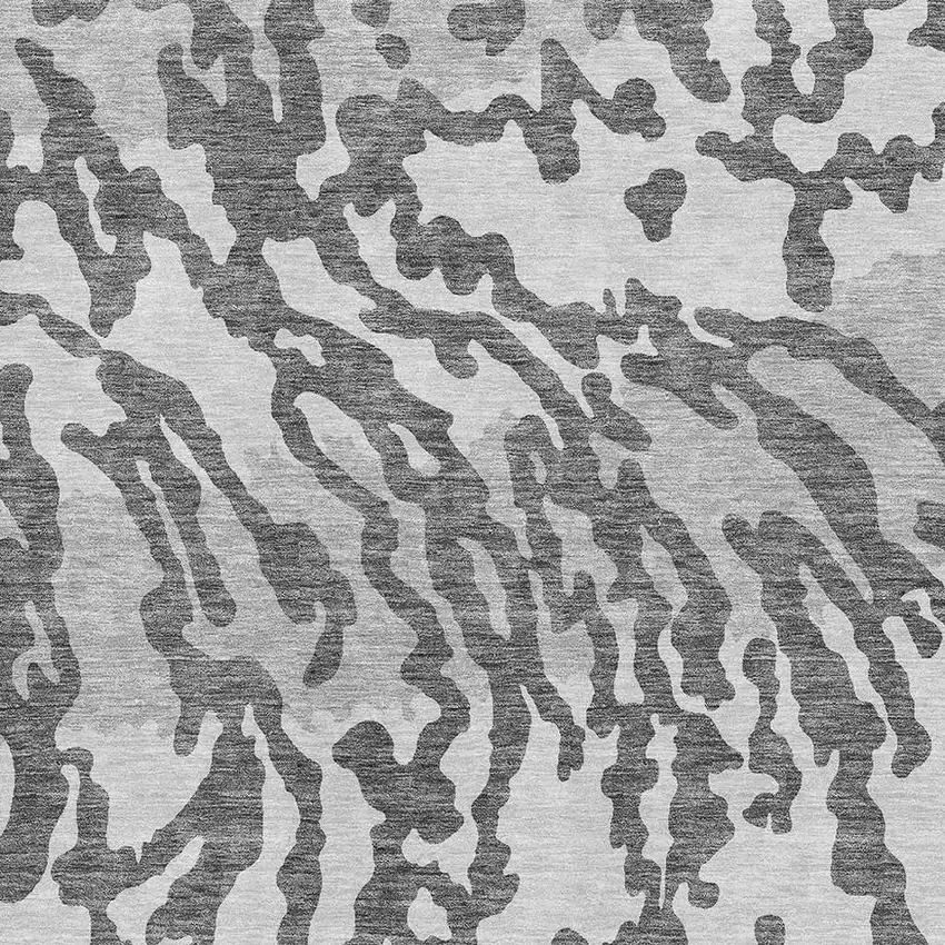 Gray And Ivory Animal Print Washable Area Rug With UV Protection Photo 3