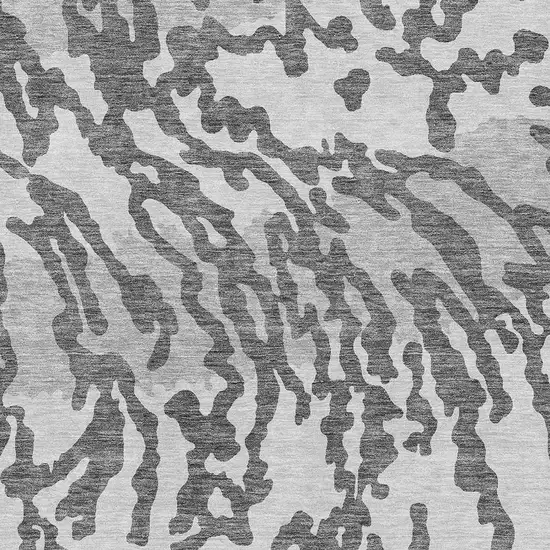 Gray And Ivory Animal Print Washable Area Rug With UV Protection Photo 3