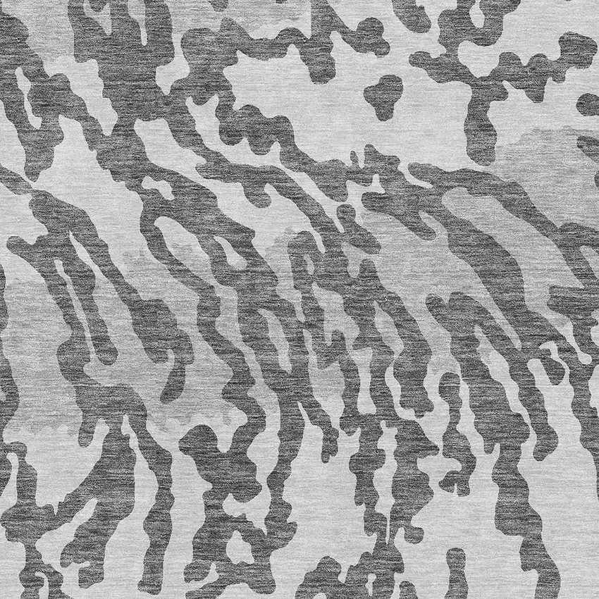 Gray And Ivory Animal Print Washable Area Rug With UV Protection Photo 3