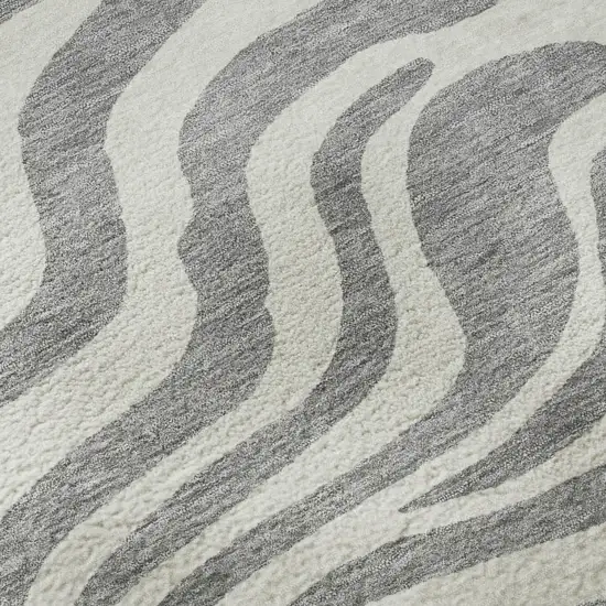 Gray And Ivory Animal Print Washable Area Rug With UV Protection Photo 9