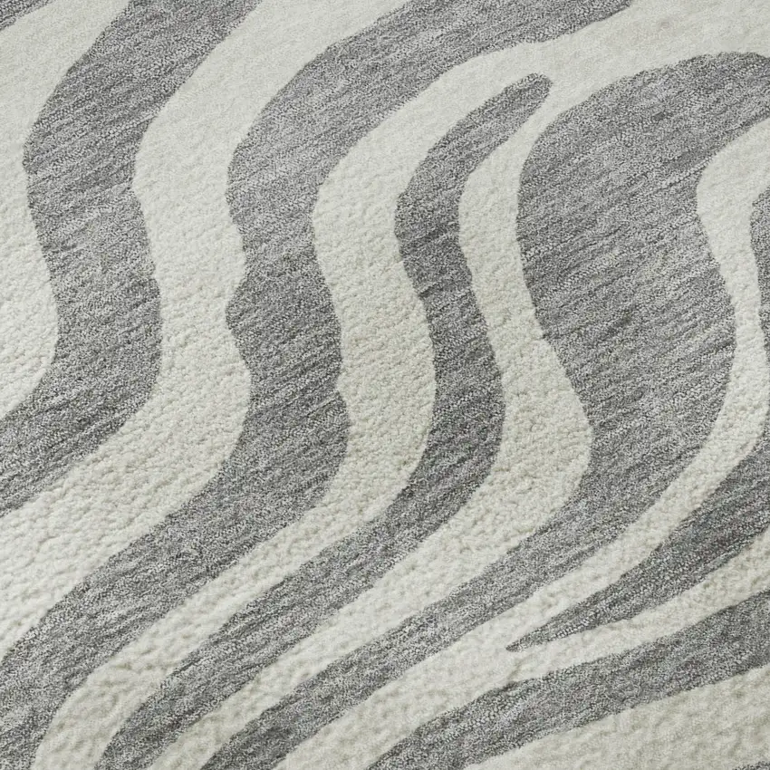 Gray And Ivory Animal Print Washable Area Rug With UV Protection Photo 9