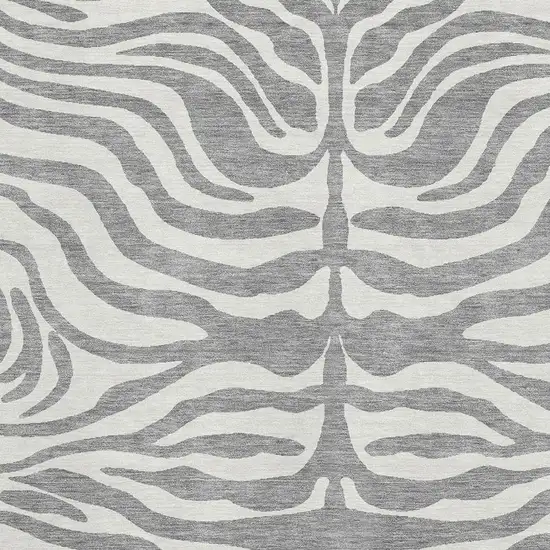 Gray And Ivory Animal Print Washable Area Rug With UV Protection Photo 2