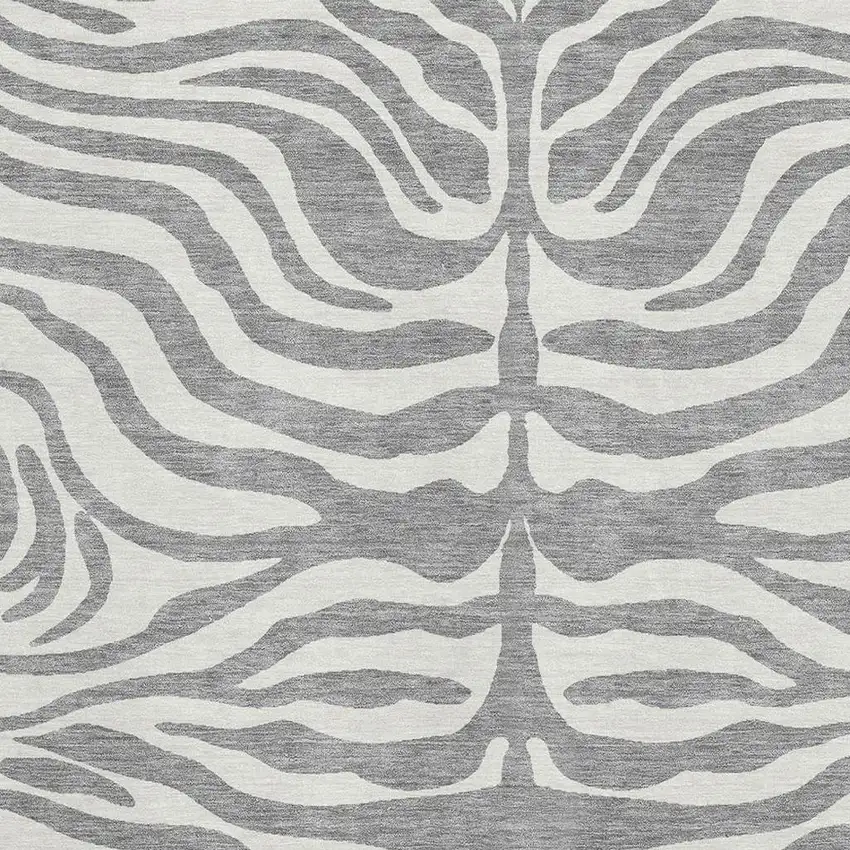 Gray And Ivory Animal Print Washable Area Rug With UV Protection Photo 2